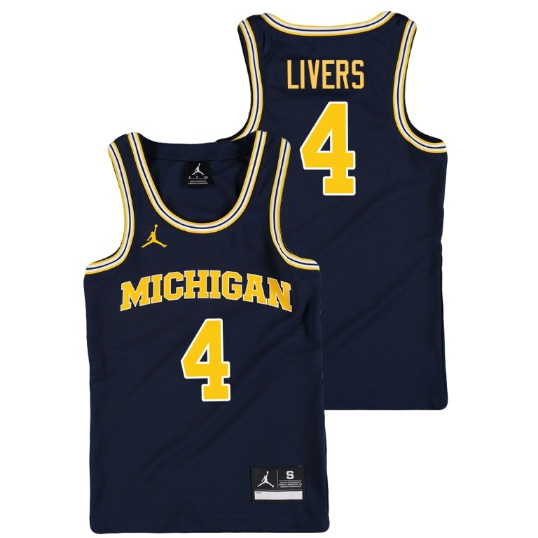 Michigan Wolverines Youth NCAA Isaiah Livers #4 Navy Jordan Replica College Basketball Jersey MCL6849UH